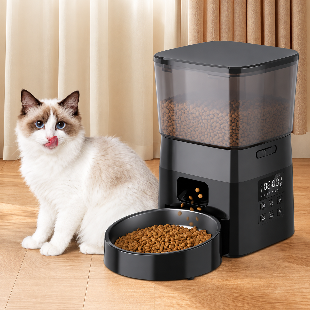 Automatic Pet Feeder Button Version Auto Cat and Dog Food Dispenser