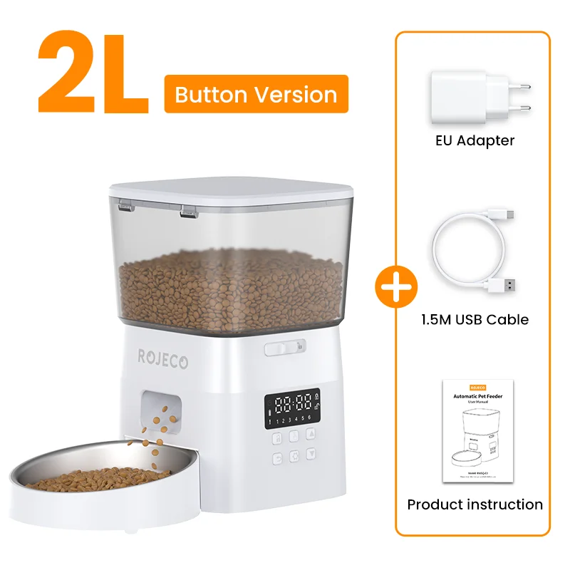 Automatic Pet Feeder Button Version Auto Cat and Dog Food Dispenser
