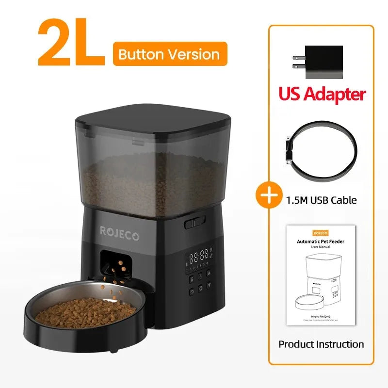 Automatic Pet Feeder Button Version Auto Cat and Dog Food Dispenser