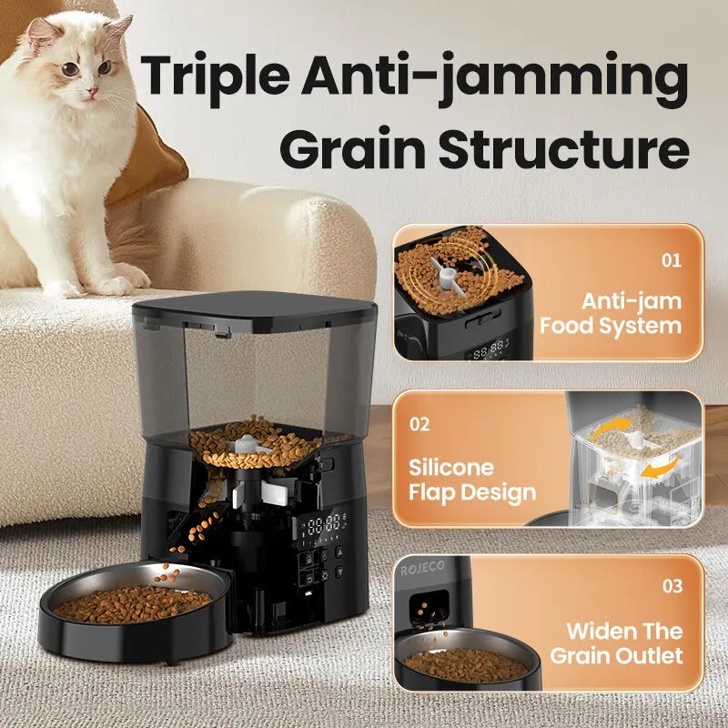 Automatic Pet Feeder Button Version Auto Cat and Dog Food Dispenser