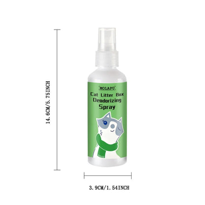Cat Litter Deodorizing Spray - Multi-Purpose Deodorizer for Cats and Litter Boxes, Powerfully Removes Urine, Feces, and Training Pad Odors, Suitable for Cat Nests, Kitchens, Carpets, and Other Areas, Quickly Eliminates Odors