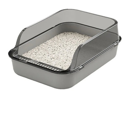 Semi Covered Cat Litter Box Plastic Anti Tracking Pet Toilet with Removable Scoop for Odor Control