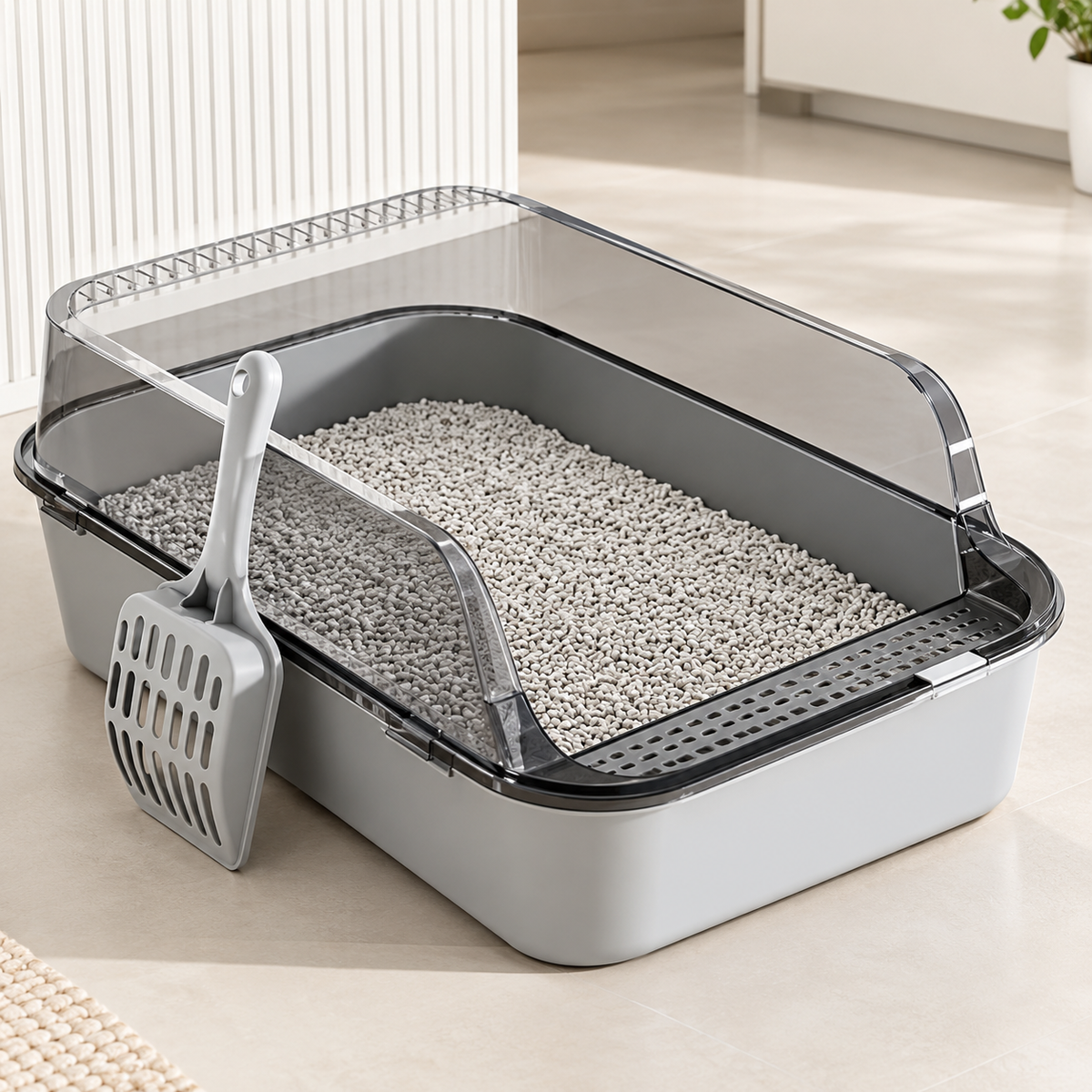 Semi Covered Cat Litter Box